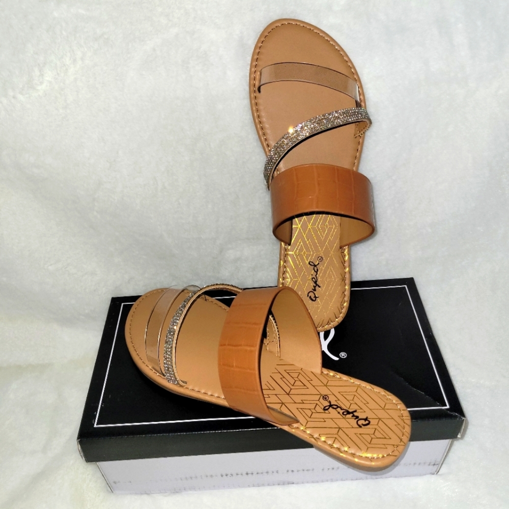 New Brown Rinestone Sandals